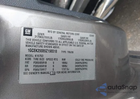 2009 Chevrolet Silverado 1500 Lt from USA, damaged, VIN 1GCEK29089Z196518